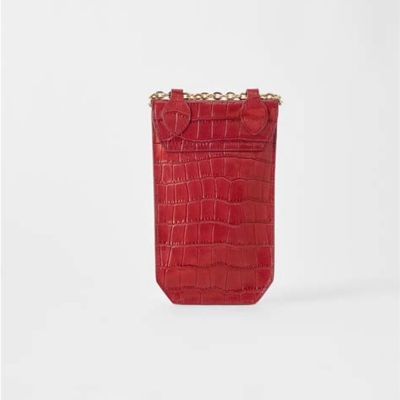 MAJE BURGUNDY CROCODILE-EFFECT EMBOSSED LEATHER PHONE CASE - Picture 3 of 5